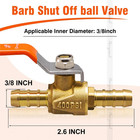 3 8 Inch Brass Mini Shut Off Ball Barb Valve For Water Fuel Hose Gas Line Rv Air