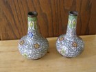 Antique Chinese Cloisonne Enamel Two Bud Vases
