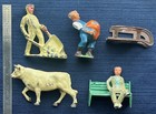 Lot D -6 Vintage Barclay Manoil   Lead Train Christmas Village Type Figures