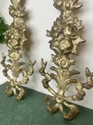 Vintage Ornate Brass Sculptures 2 Wall Mount Flower Motif Decoration Home Decor