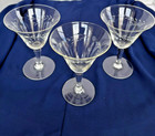 Set Of 3 Pioneer Willow Moon Pattern Etched Claret Wine champagne Glasses 5 25 