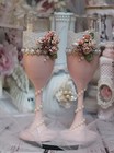 Shabby Chic Vintage Toasting Flutes Wedding Bride And Groom Toasting Glasses Set