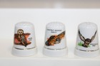 Lot Of 9 Porcelain  x7   Pewter  x1   Brass  x1  Collectible Owl Thimbles