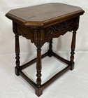Antique Old Vintage Jacobean English Style Carved Oak Joint Stool Console Table