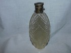 1890s Cut Engraved Glass Pocket Whiskey Flask Sterling Hinged Lid - Free Shipp