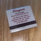 Vintage Matchbook Langlan   s Bar Restaurant New York Ny Original Address Midtown