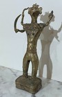 Vintage Indian Dhokra Hindu Brass Statue Of A Deity Holding A Sword   Flower