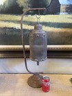 Vintage Rustic Hanging Brass Candle Lantern On Curved Hanging Stand Table Lamp