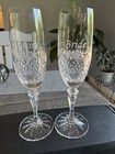 Vintage Galway Crystal Bride   Groom Wedding Champagne Flute
