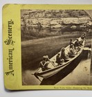 New York Stereoview Old Photo Ausable Chasm Tourists In Boat - Adirondacks