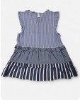 Staccato Girls Blue white Striped A-line Ruffle Layered Sleeveless S