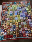 Crochet Granny Square Multicolor Afghan Throw Blanket 58x70   