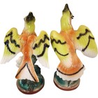 11  Vintage Majolica Hand-painted Ceramic Bird Figurines Pair