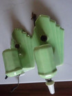 2 Vtg 1940 s Jadeite Green Porcelain Flush Mount Light Fixture Porcelier As Is