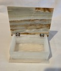 Vintage Jewelry   Trinket Box Onyx Stone Very Nice Coloring Good Condition
