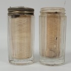 Johnson   Johnson New Era Clear Glass Dental Floss Silk Jar Apothecary Lot Vtg 