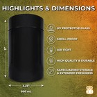 Treehouse Stash Jar Smell Proof Container  500ml  For Herbs  Spices  Black 