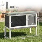 Pawhut Rabbit Hutch  Guinea Pig Hutch Outdoor Cage With Asphalt Roof  Gray