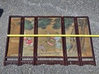 Antique Asian Black Lacquer 5 Panel Table Silk Screen Chinese Children 19th Cen 
