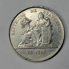 1872 Guatemala Silver Peso Large Size Circulated Silver Crown  t829