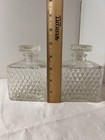Vintage Japanese Diamond-cut Glass Decanters From The 1950s Or 1960s Set Of 2