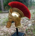 Medieval Attic Praetorian Helmet Roman Greek Brass Knight Helmet W  Red Plume
