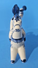 Vintage Russian Porcelain Gzhel Hand Painted Figurine Of Trumpeter On Horse