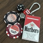 Vintage Retro Creative Cigarette Case Dice Elements Keychains Clothing Pendant