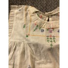 Vintage Hand Embroidered White Cotton Baby Doll Dress Floral Ruffle Heirloom