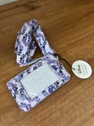 Nwt Vera Bradley Zip Id Case Wide Lanyard Disney Belle Floral Cameos Mrs Potts