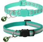 3 Pcs Adjustable Reflective Nylon Breakaway Cat Collar Bell For Kitten Puppy Pet