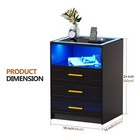 Nightstand With Charging Station  Bedside Table With 3 Drawers And Led Lights