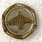 Vintage Brass Figural Flower Basket Relief Center Design Sewing Button 1 3 8 