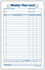 Weekly Time Cards  1-sided  4 25 X 6 75 Inches  White Index Bristol Paper  100 C
