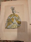 5 Antique 18th Century French Fashion Prints Victorian Hand Colored  Old 1800s