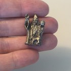 Vintage Pewter Miniature Trinket Wizard Casting A Spell Crystal Ball Cat