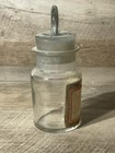 Antique Glass Pharmacy Apothecary Bottle Label Rare Round Glass Top 