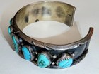 Navajo Sterling Silver Turquoise Cuff Bracelet 9 Stones 925 Southwestern 47g