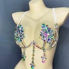 Sexy Samba Carnival Rave Festival Nightclub Stones Belly Dance Wire Bra Silver
