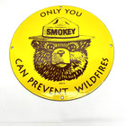 Smokey The Bear     Prevent Forest Fires     Vintage Porcelain Sign - Pump Plate