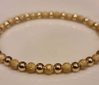 14k Yellow Gold Filled Stardust 4mm Beaded Elastic Stretch Handmade Bracelet New
