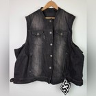 Speed And Strength Glory Daze Women s Motorcycle Vest Black Washed Denim Sz 4xl