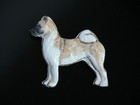 Artisan Handcrafted Porcelain Akita Pin Brooch Signed Karen Silton