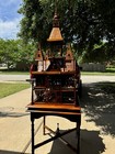 Rare And Stunning Victorian Style Vintage Bird Cage In Mahogany And Wire Design 