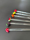 Lot Of 6 Glass Cocktail Swizzle Sticks Fruit 8   Tall Stir Stick Bar Ware Party