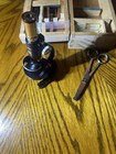 Vintage Microscope Kit Wooden Storage Case With Slides  Tweezers   Accessories