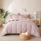Luxury Floral Queen Duvet Cover Set - Soft Microfiber 3 Pieces With Zipper