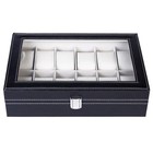12 Slot Watch Box Organizer Black Display Case Clear Window Lid Watch Storage