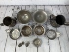 Lot Of 11 Vintage Variety Pewter Ware Decor Bowls Cups Salt   Pepper Shakers
