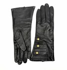 Mercer   Madison Black Leather Gloves Silk Lined Xl 12    Long Brass Stud Accent